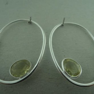 P116 OZ0773 CREOOL Ag925 LEMON TOPAAS GEEL 3.5CM OVAAL