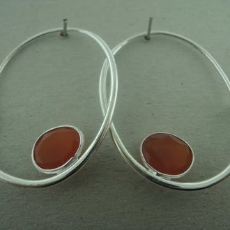 P116 OZ0774 CREOOL Ag925 CARNEOOL ORANJE 3.5CM OVAAL