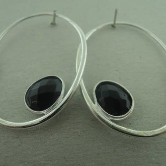 P116 OZ0775 CREOOL Ag925 ONIX ZWART 3.5CM OVAAL