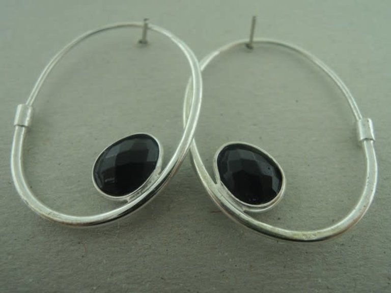 P116 OZ0775 CREOOL Ag925 ONIX ZWART 3.5CM OVAAL