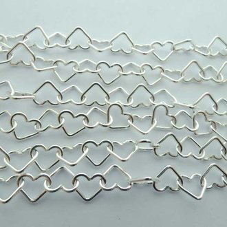 CHMC060 KETTING Ag925 4MM SCHAKEL HARTVORM RONDE DRAAD (per 2 meter)