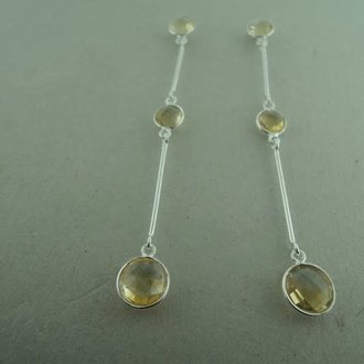 P109 OZ0778 OORSTEKER Ag925 CITRIEN GEEL 7.5CM ROND