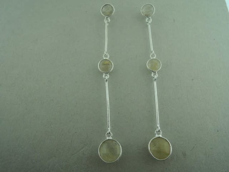 P109 OZ0781 OORSTEKER Ag925 RUTIELKWARTS GOUD 7.5CM ROND