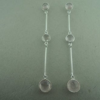 P109 OZ0785 OORSTEKER Ag925 ROSE KWARTS ROOS  7.5CM ROND