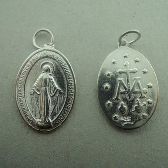 PE180 HANGER Ag925 JEZUS 20MM OVAAL MET OOG (per 3 stuks)