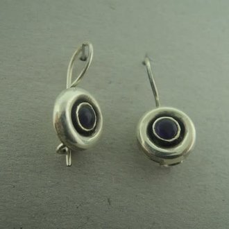 OZ0794 OORHAAK Ag925 AMETHIST PAARS 11MM ROND