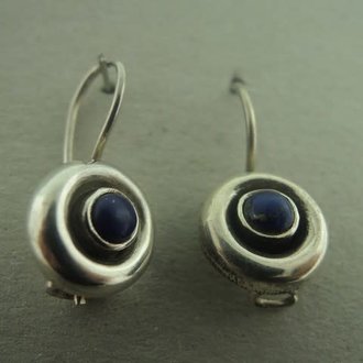 OZ0796 OORHAAK Ag925 LAPIS LAZULI BLAUW 11MM ROND