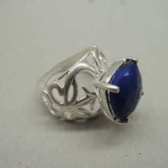P124 RZ0303 RING Ag925 MAT LAPIS LAZULI BLAUW VIERKANT  11MM