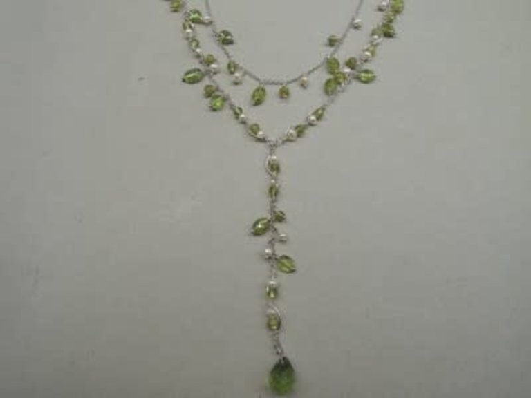KZ0050 HANSSNOER ZILVER Ag925 PAREL/PERIDOOT GEKETTELD