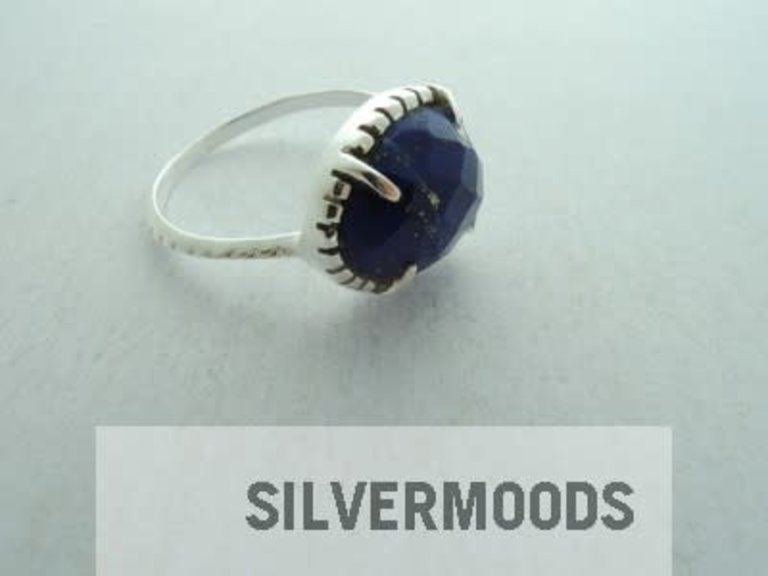 P3 RZ0186 RING Ag925  LAPIS LAZULI BLAUW  12X5MM OVAAL