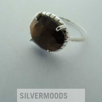 P3 RZ0167 RING Ag925  TIJGEROOG BRUIN  12X5MM OVAAL