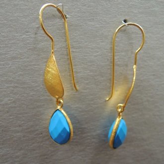 P63 OG0180 OORHAAK Ag925 VERGULD HOWLIET  45MM DRUPPEL