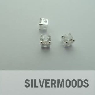 BP45 KRAAL Ag925 (per 10st)  ZIRKOON TRANSPARANT  VIERKANT DWARS GEBOORD