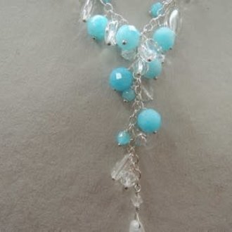 P133 KZ0022 KETTING AG925 KRISTAL/KWARTS TURKOOIS +-50CM