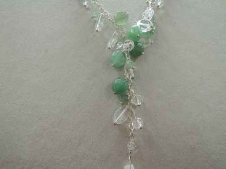 P133 KZ0024 KETTING AG925 KRISTAL/AVENTURIJN GROEN +-50CM