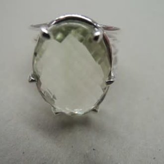 P138 RZ0325 RING Ag925 AMETHIST GROEN 17X12MM OVAAL