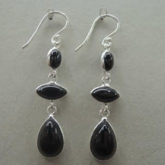 P143 OZ0873 OORHAAK Ag925 ONIX ZWART  5CM 3XSTEEN