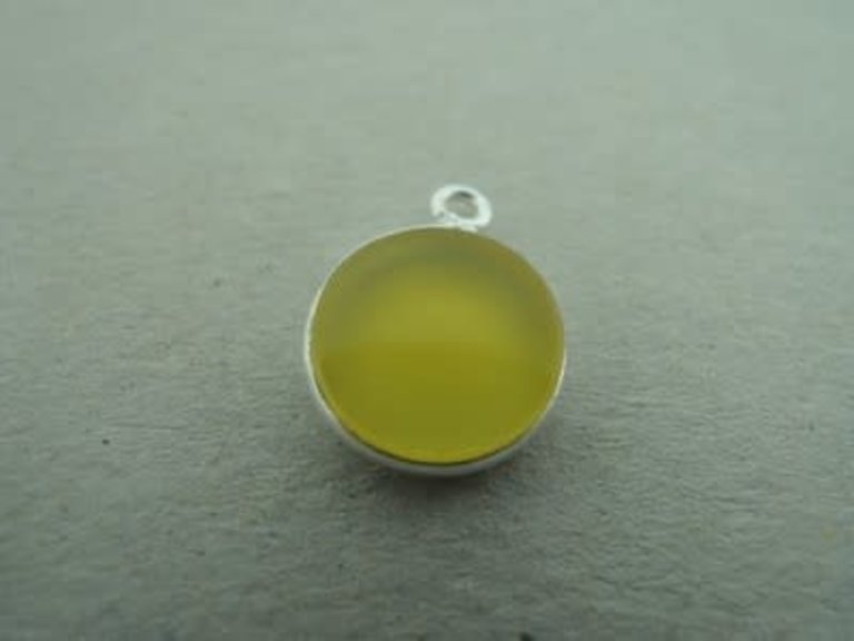 A1010 HZ0001 HANGER Ag925 LEMON KWARTS GEEL 10MM ROND MET OOG