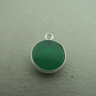 A1010 HZ0003 HANGER Ag925ONIX GROEN 10MM ROND MET OOG