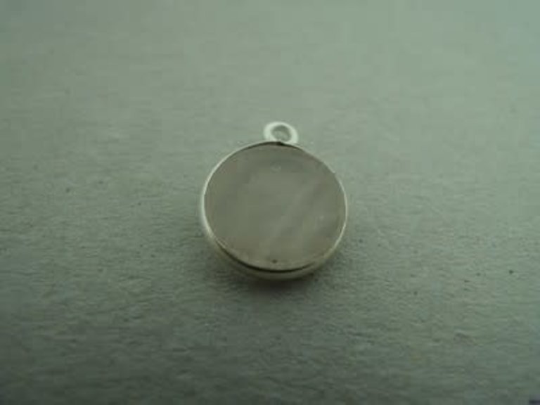 A1010 HZ0005 HANGER Ag925 ROSE KWARTS  10MM ROND MET OOG