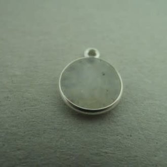 A1010 HZ0007 HANGER Ag925 MAANSTEEN WIT  10MM ROND MET OOG