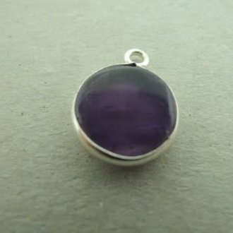 A1010 HZ0008 HANGER Ag925 AMETHIST PAARS  10MM ROND MET OOG