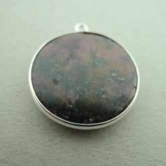 A1020 HZ0010 HANGER Ag925 RODONIET ROOS 20MM ROND MET OOG