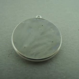 A1020 HZ0011 HANGER Ag925 MAANSTEEN WIT  20MM ROND MET OOG