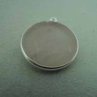 A1020 HZ0012 HANGER Ag925 ROSE KWARTS  20MM ROND MET OOG