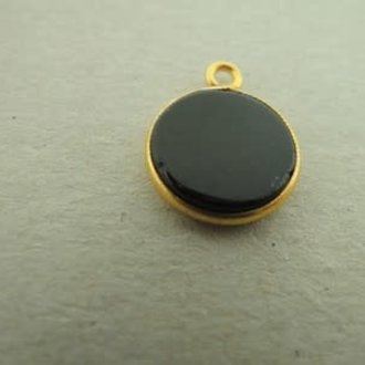 A1010 HG0005 HANGER Ag925 VERGULD ONIX ZWART 10MM ROND MET OOG