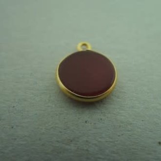 A1010 HG0006 HANGER Ag925 VERGULD CARNEOOL ORANJE 10MM ROND MET OOG