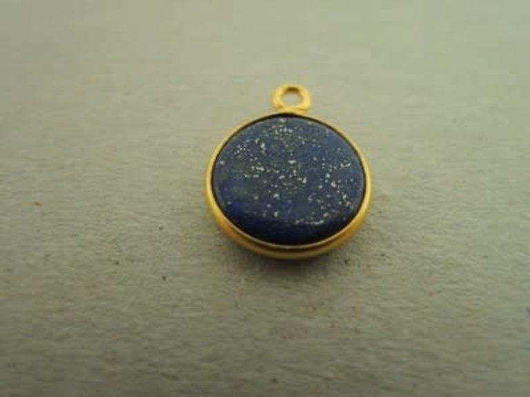 A1010 HG0007 HANGER Ag925 VERGULD LAPIS LAZULI BLAUW 10MM ROND MET OOG