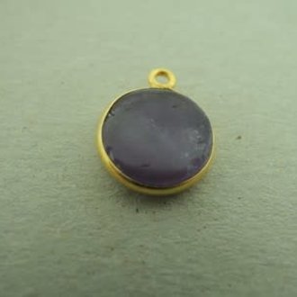A1010 HG0010 HANGER Ag925 VERGULD AMETHIST PAARS 10MM ROND MET OOG
