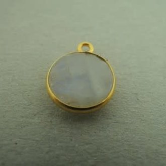 A1010 HG0011 HANGER Ag925 VERGULD MAANSTEEN WIT 10MM ROND MET OOG