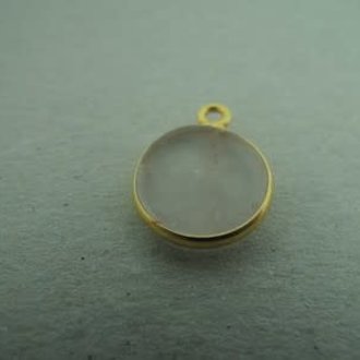 A1010 HG0012 HANGER Ag925 VERGULD ROSE KWARTS 10MM ROND MET OOG
