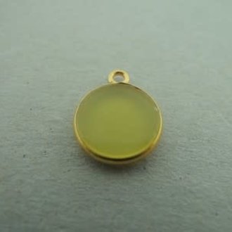A1010 HG0013 HANGER Ag925 VERGULD LEMON KWARTS GEEL 10MM ROND MET OOG