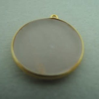 A1020 HG0001 HANGER Ag925 VERGULD ROSE KWARTS  20MM ROND MET OOG