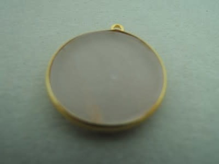 A1020 HG0001 HANGER Ag925 VERGULD ROSE KWARTS  20MM ROND MET OOG
