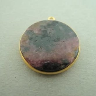 A1020 HG0003 HANGER Ag925 VERGULD RODONIET ROOS  20MM ROND MET OOG