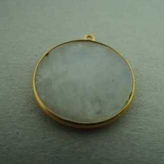 A1020 HG0004 HANGER Ag925 VERGULD MAANSTEEN WIT   20MM ROND MET OOG