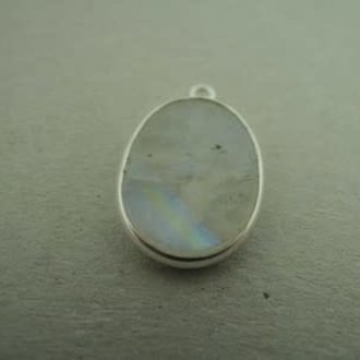 A4020 HZ0013 HANGER Ag925 MAANSTEEN WIT  18X13MM OVAAL MET OOG
