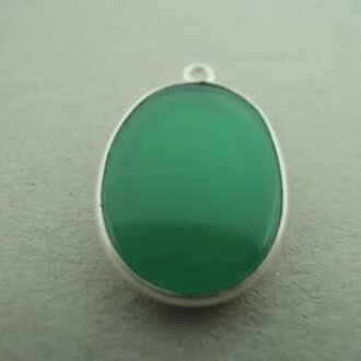 A4020 HZ0014 HANGER Ag925 ONIX GROEN 18X13MM OVAAL MET OOG