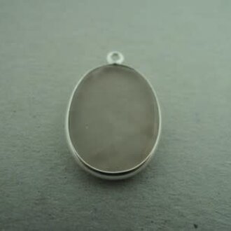 A4020 HZ0016 HANGER Ag925 ROSE KWARTS 18X13MM OVAAL MET OOG