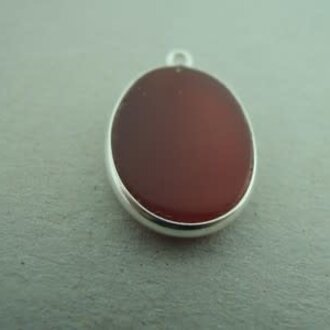 A4020 HZ0018 HANGER Ag925 CARNEOOL ORANJE 18X13MM OVAAL MET OOG