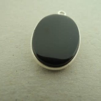 A4020 HZ0021 HANGER Ag925 ONIX ZWART 18X13MM OVAAL MET OOG