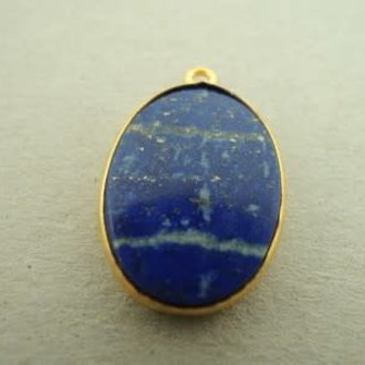 A4020 HG0014 HANGER Ag925 VERGULD LAPIS LAZILI BLAUW 18X13MM OVAAL MET OOG
