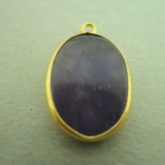 A4020 HG0016 HANGER Ag925 VERGULD AMETHIST PAARS 18X13MM OVAAL MET OOG