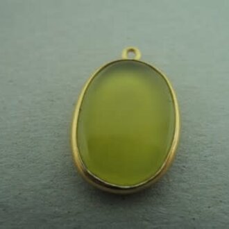 A4020 HG0017 HANGER Ag925 VERGULD LEMON KWARTS GEEL 18X13MM OVAAL MET OOG