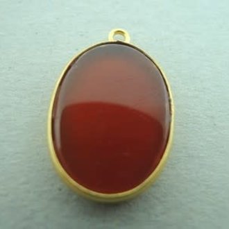 A4020 HG0018 HANGER Ag925 VERGULD CARNEOOL ORANJE 18X13MM OVAAL MET OOG