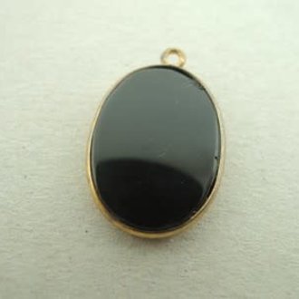 A4020 HG0020 HANGER Ag925 VERGULD ONIX ZWART 18X13MM OVAAL MET OOG